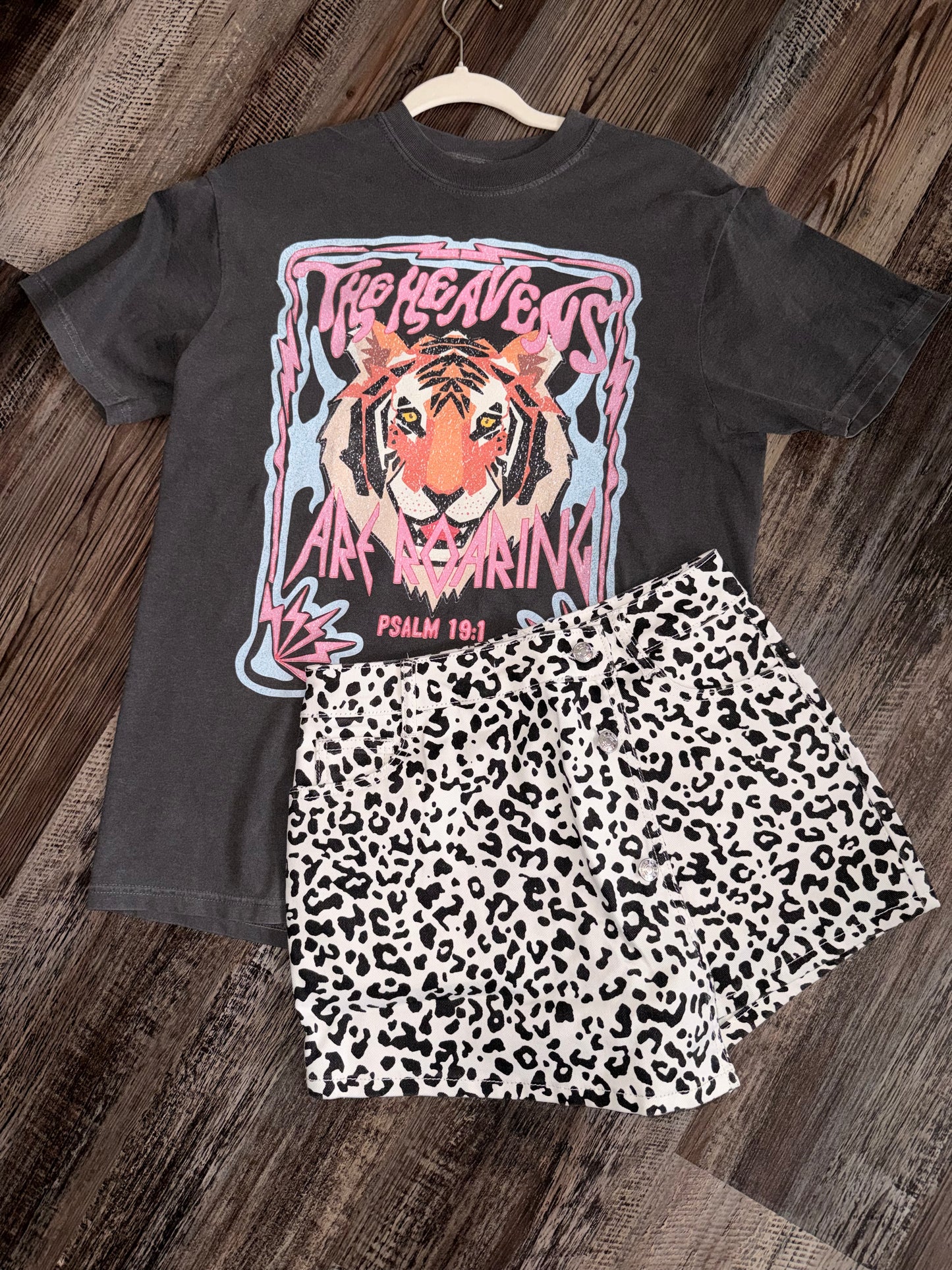 Leopard Denim Skort ￼
